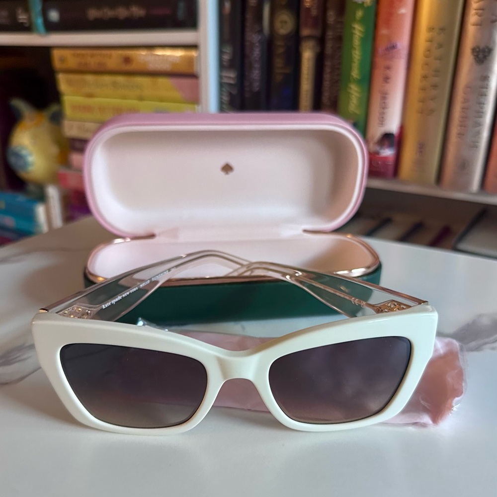 Kate Spade White Sunglasses with Gold Accents